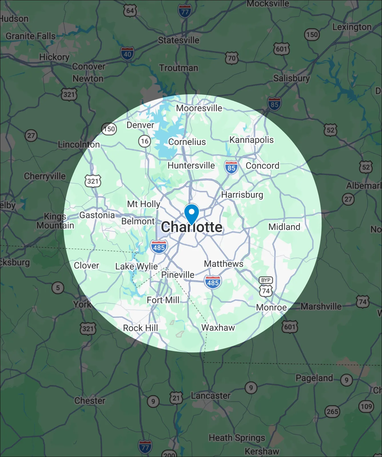 Map Form Frame charlotte nc